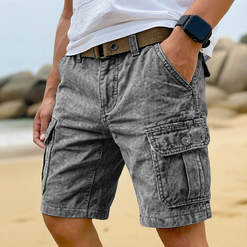 Men's Washed Cotton Cargo Shorts