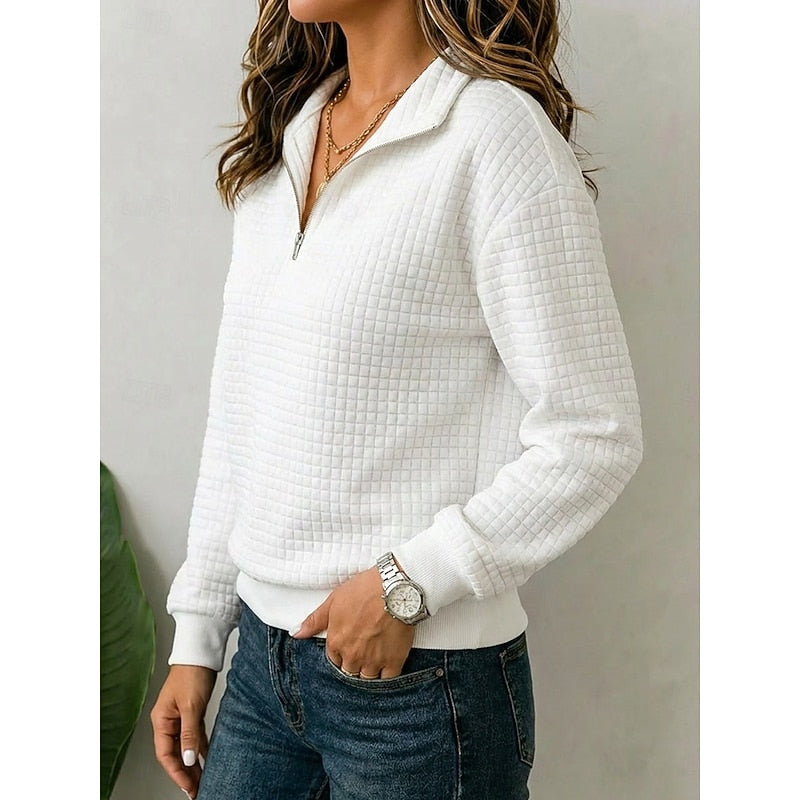 Lena | Women's Textured Quarter-Zip Pullover
