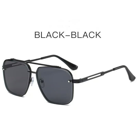 Oversized Retro Metal Frame Sunglasses – Unisex Design with UV Protection