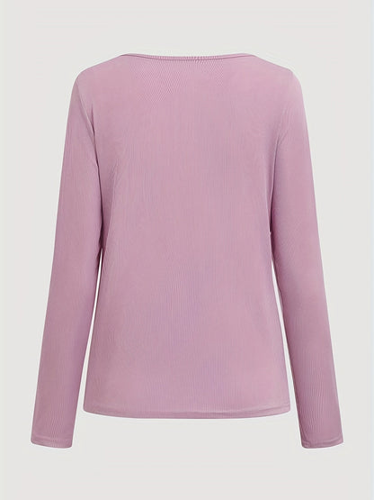 Women's Long Sleeve Ribbed Knit Top