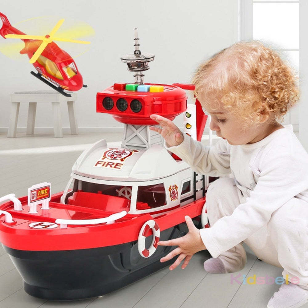 Fireman Police Car Cargo Ship Toy Boat Playset (2 Colors)