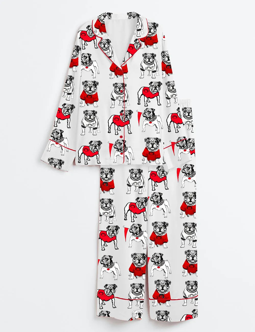 Women's Bulldogs Football Long Sleeve Satin Pajama Set