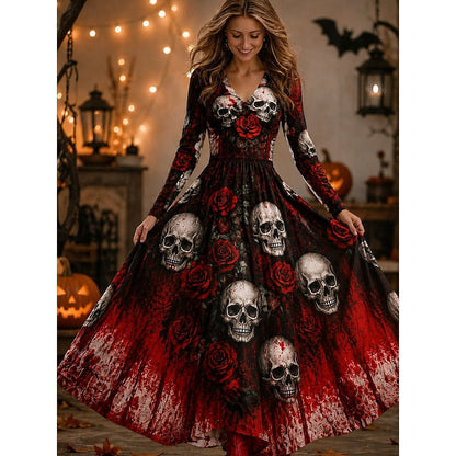 Ophelia | Women's Skeleton Print Maxi Dress