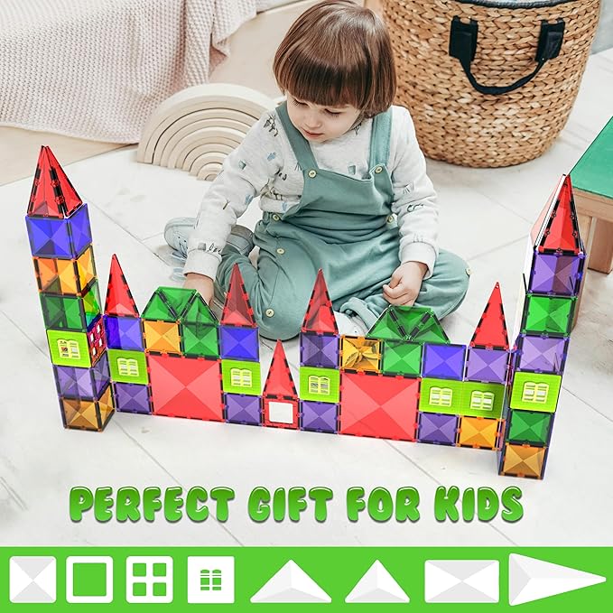 Magnetic Building Tiles - 64 Pcs or 119 Pcs - STEM Blocks