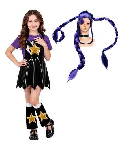Poppy | Girls' Purple Doll Cosplay Costume Set