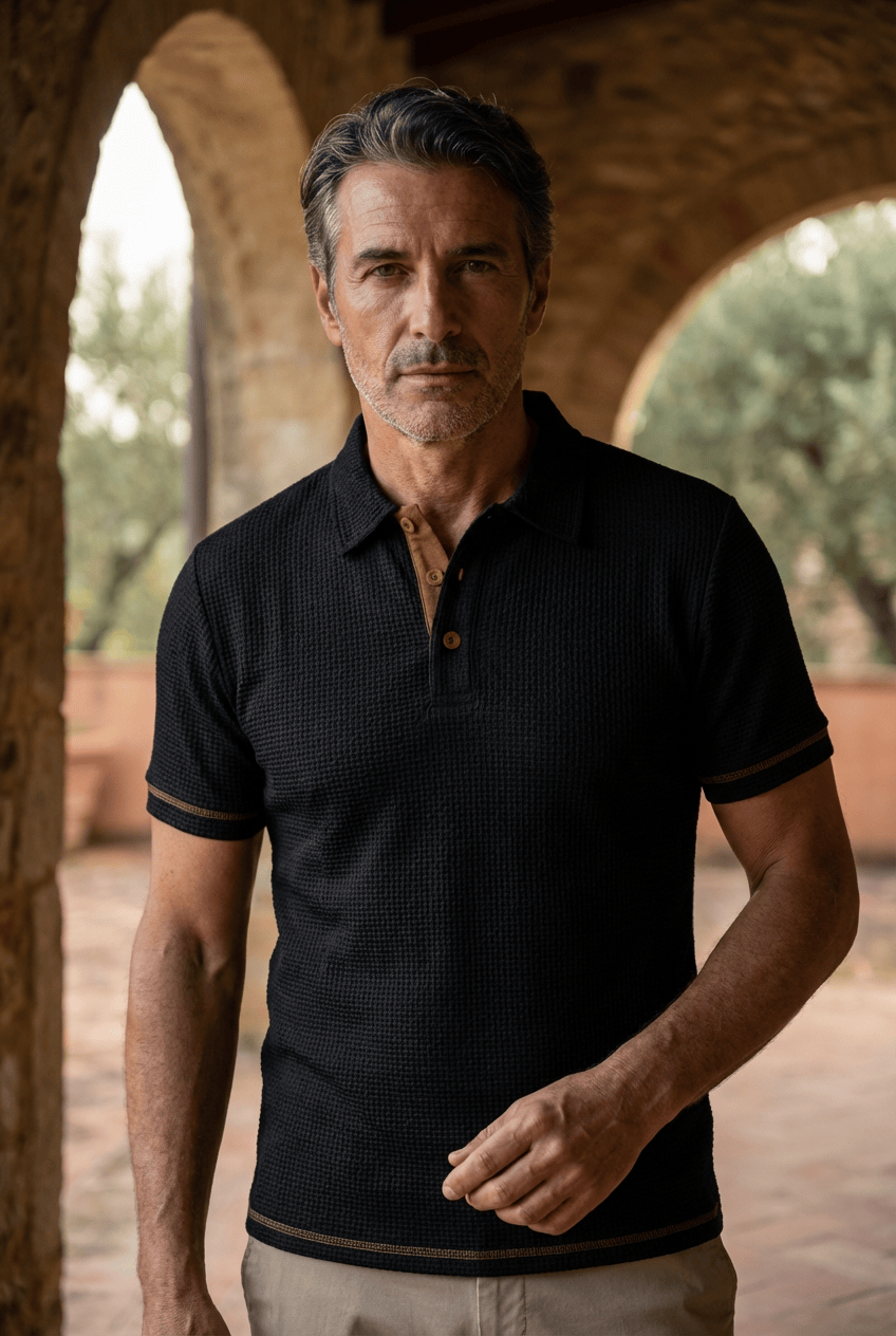 Harrison | Men's Textured Knit Polo Shirt
