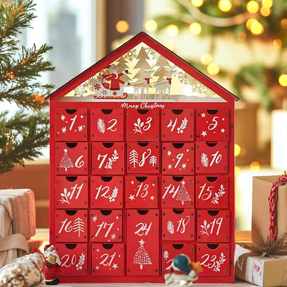 Wooden Christmas Advent Calendar with LED