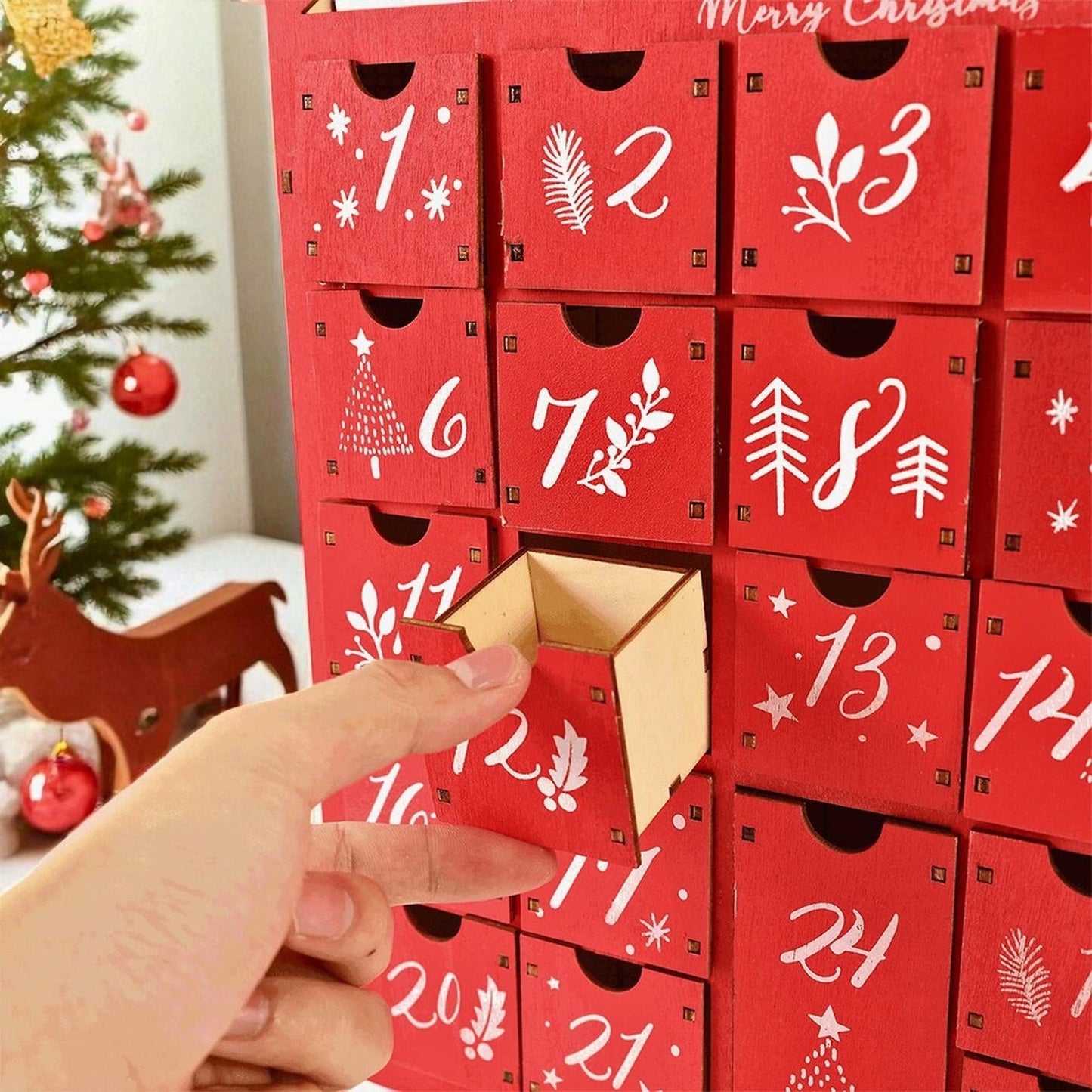 Wooden Christmas Advent Calendar with LED