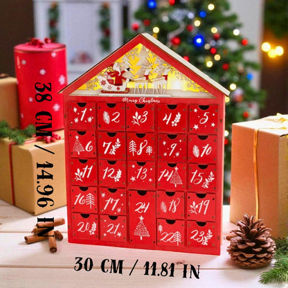 Wooden Christmas Advent Calendar with LED