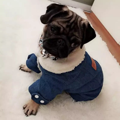 Winter Fleece Denim Dog Jacket