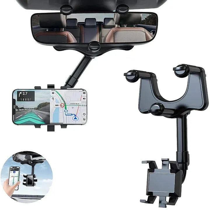 Rotatable And Retractable Car Phone Holder Rearview Mirror