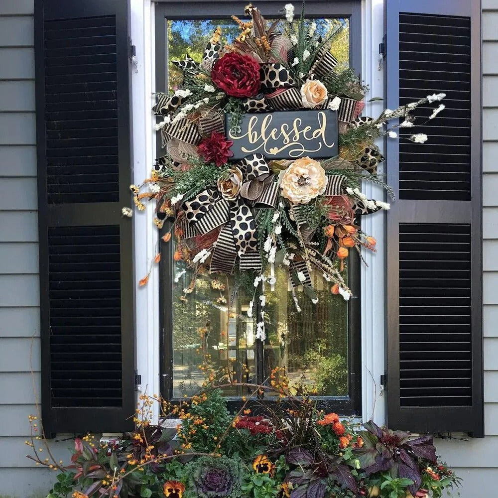 Fall Cheetah Wreath-Year Round Wreath Thanksgiving Christmas Wedding Home Ornaments