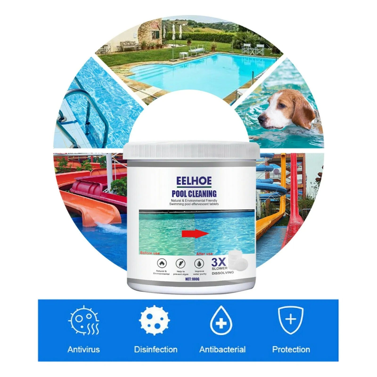 Pool Cleaning effervescent tablets ➕ Floating Pool Chlorine Floater