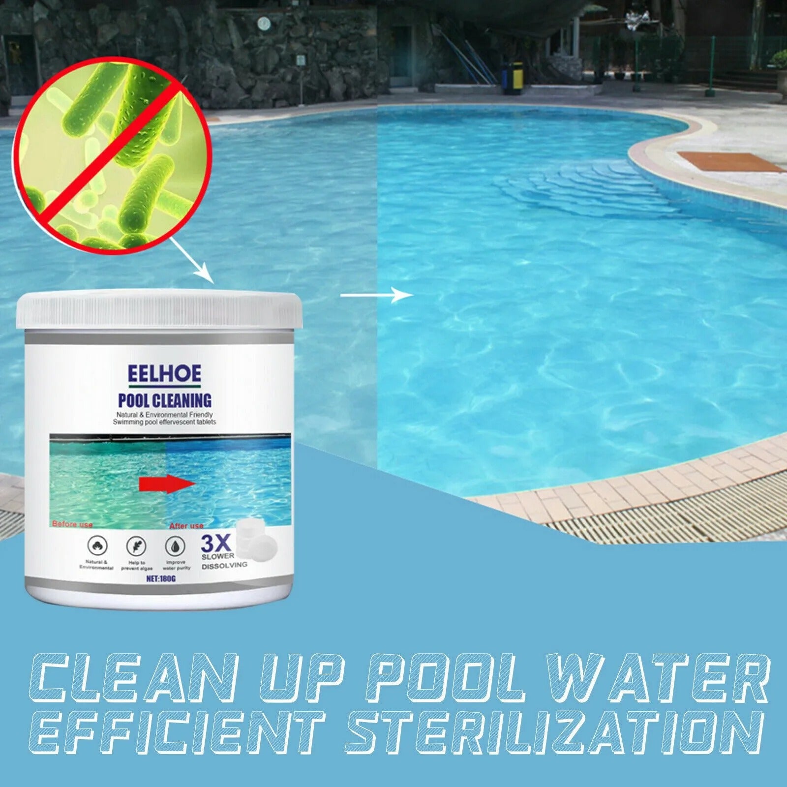 Pool Cleaning effervescent tablets ➕ Floating Pool Chlorine Floater