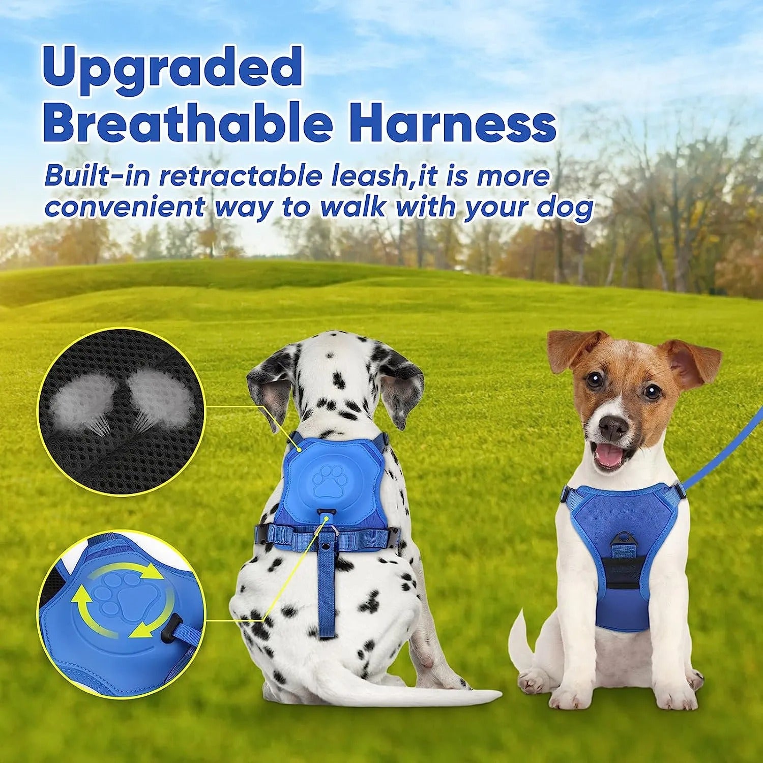 Dog Harness And Retractable Leash Set All-In-One