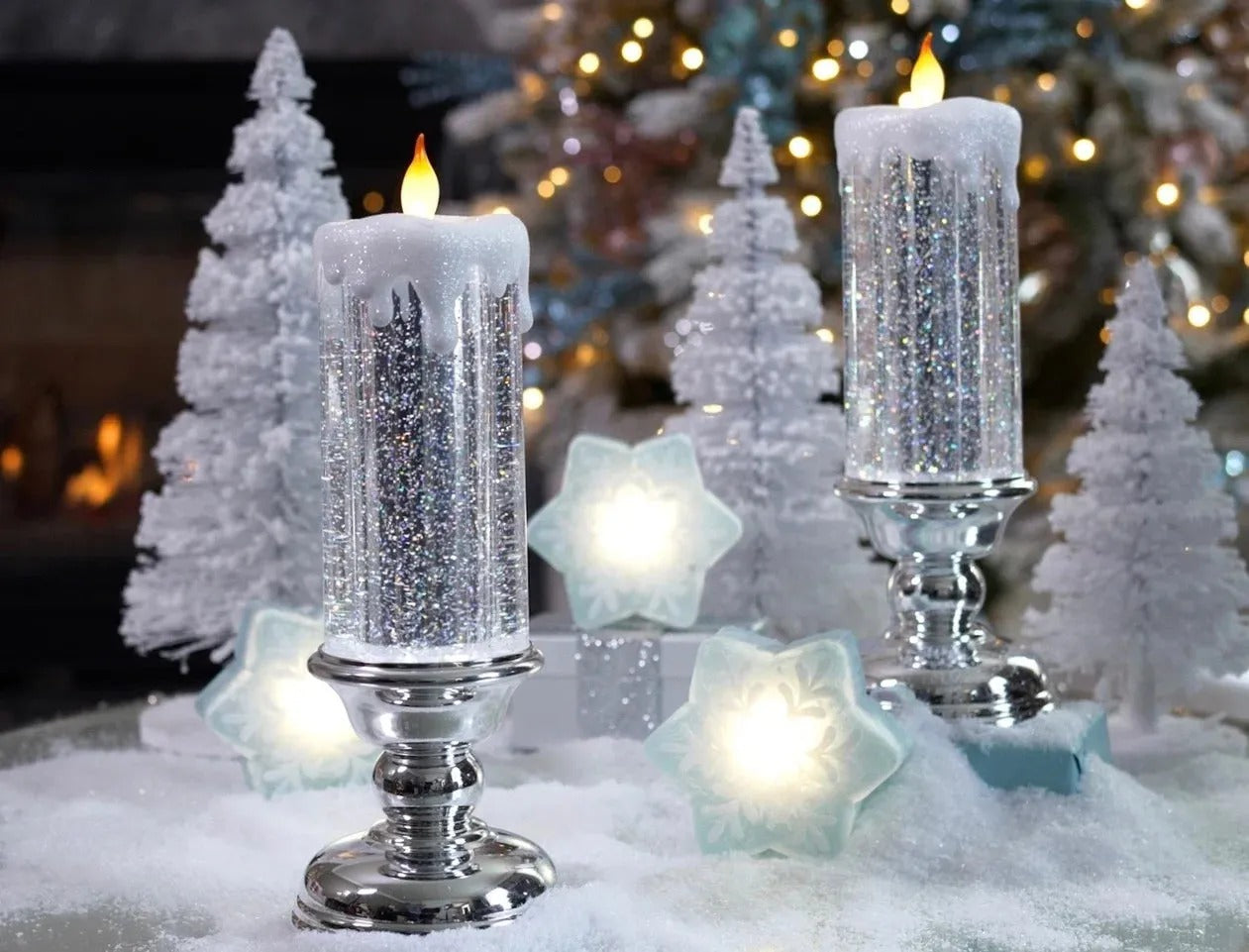 LED Christmas Candles With Pedestal