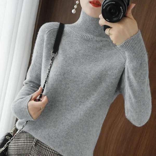 Women's Solid Turtleneck Cashmere Knit Sweater