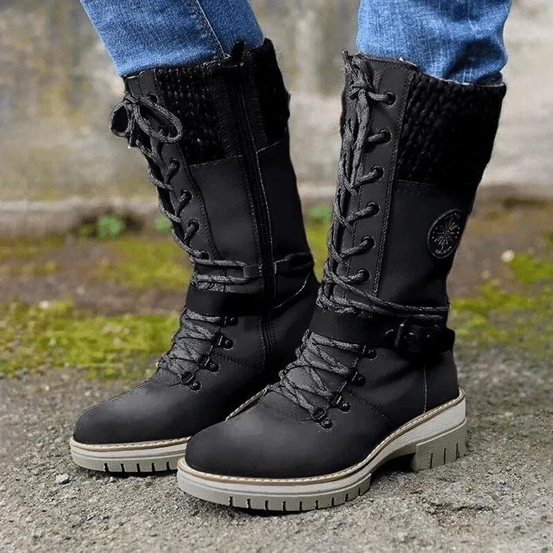 Women Orthopedic Boots Mid-Calf Buckle