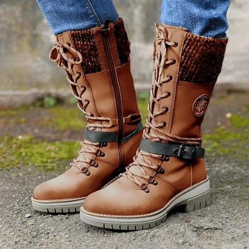 Women Orthopedic Boots Mid-Calf Buckle