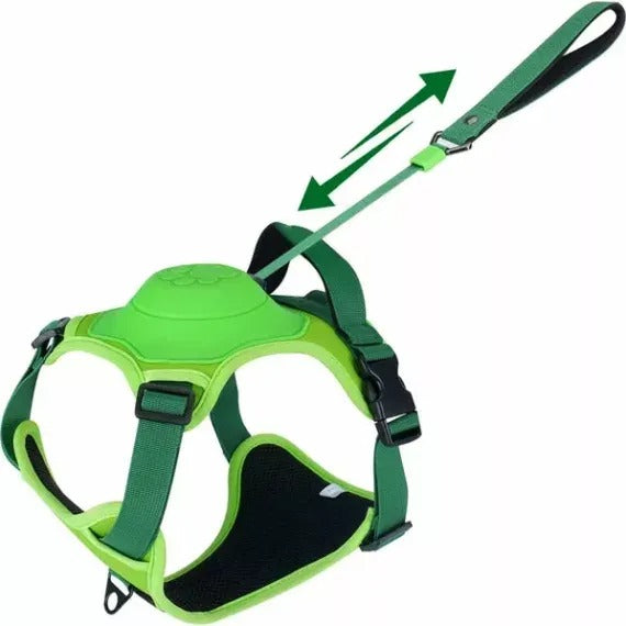 Dog Harness And Retractable Leash Set All-In-One