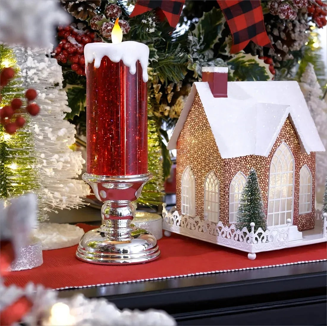 LED Christmas Candles With Pedestal