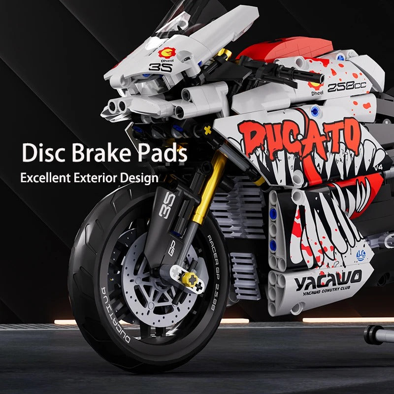 Technical V4 Motorcycle Building Blocks Set – Super Motorbike Model Kit for Kids, Racing Bricks Toy Gift