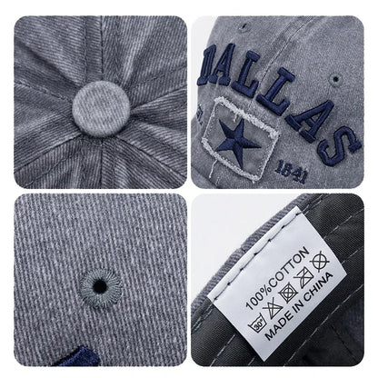 Unisex Dallas Embroidered Baseball Cap with Adjustable Snapback, Multiple Color Options