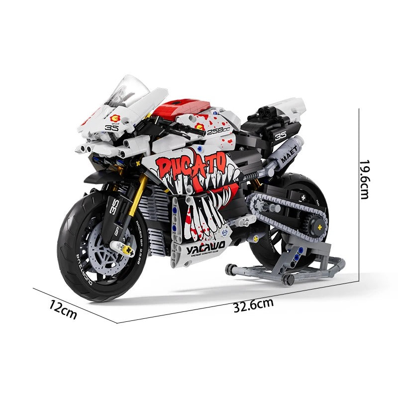 Technical V4 Motorcycle Building Blocks Set – Super Motorbike Model Kit for Kids, Racing Bricks Toy Gift