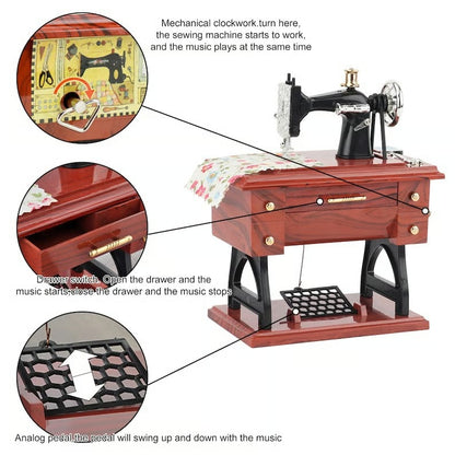 Vintage Sewing Machine Music Box