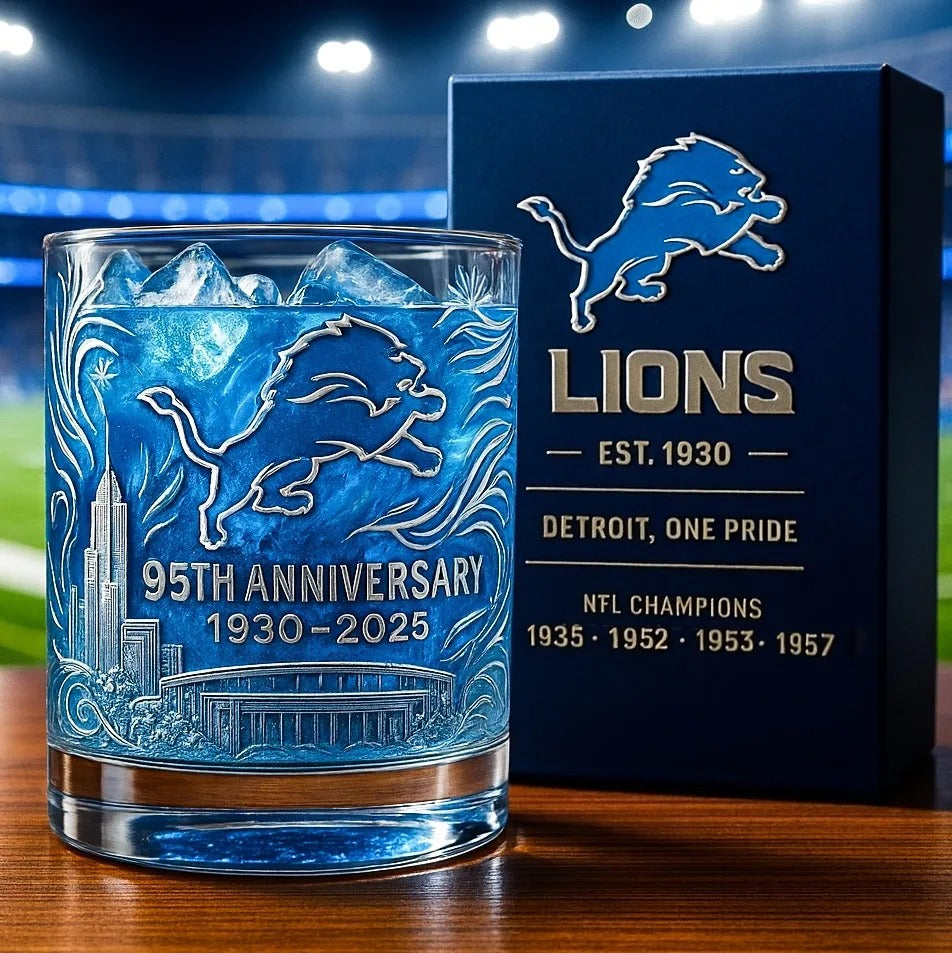 Team Detroit Lions 95th Anniversary Glass