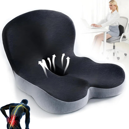 Back and Seat Cushion Ergonomic Memory Foam with Lumbar Support