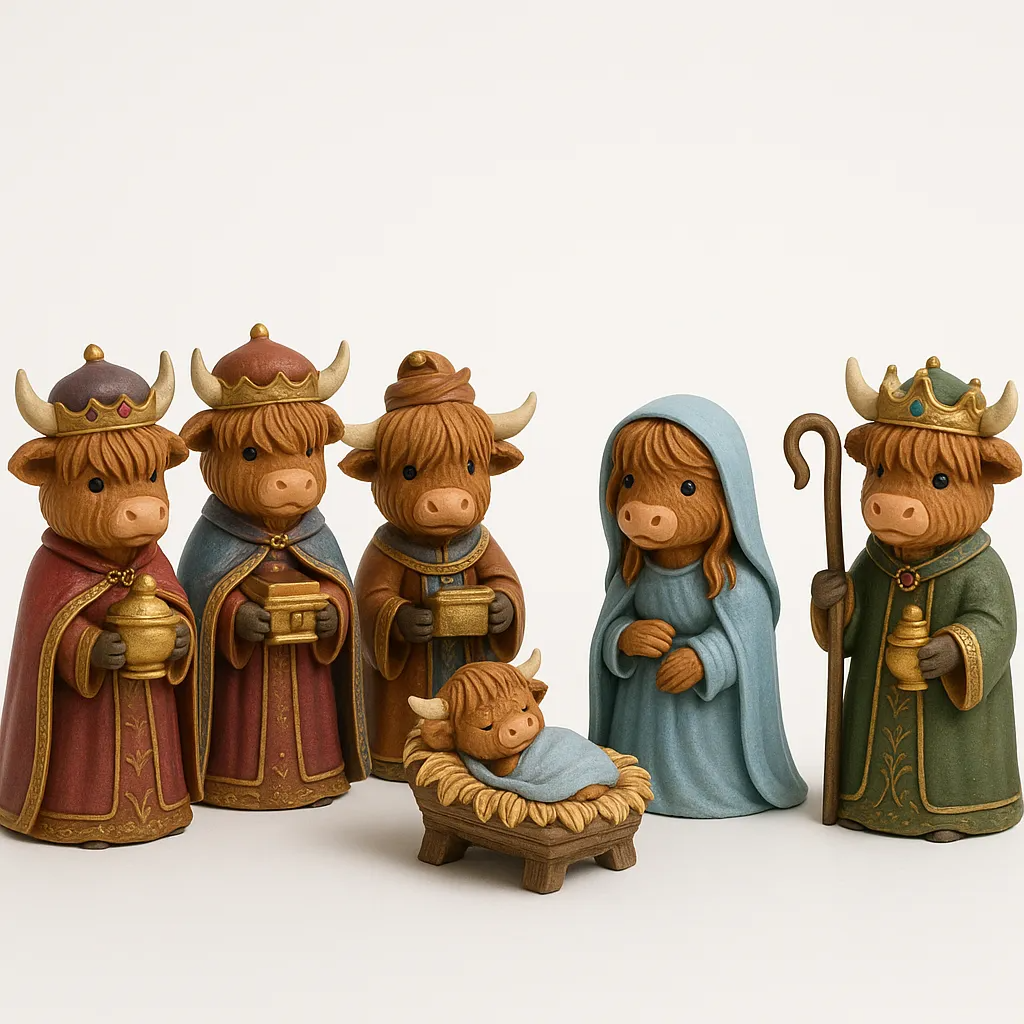 Highland Cow Nativity Set