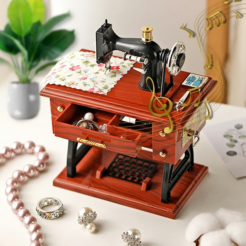 Vintage Sewing Machine Music Box
