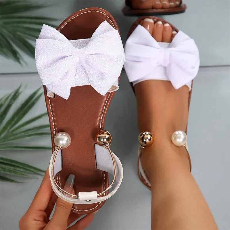 Women’s Bow Accent Slingback Flat Sandals