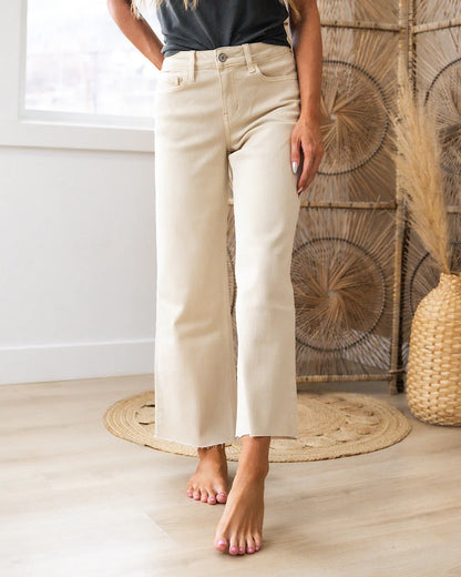 Vervet | Skye Raw-Hem High-Rise Wide Leg