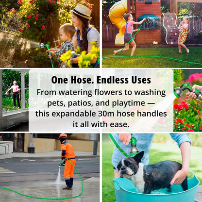30m Expandable Garden Hose | Anti-Kink, Tangle-Free & Ultra Durable for Large Gardens and Outdoor Use