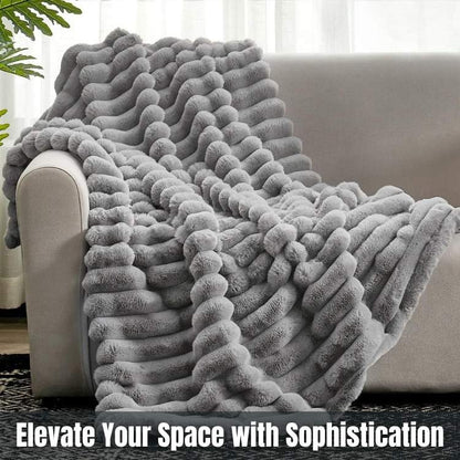 CloudStripe Faux Fur Weighted Blanket