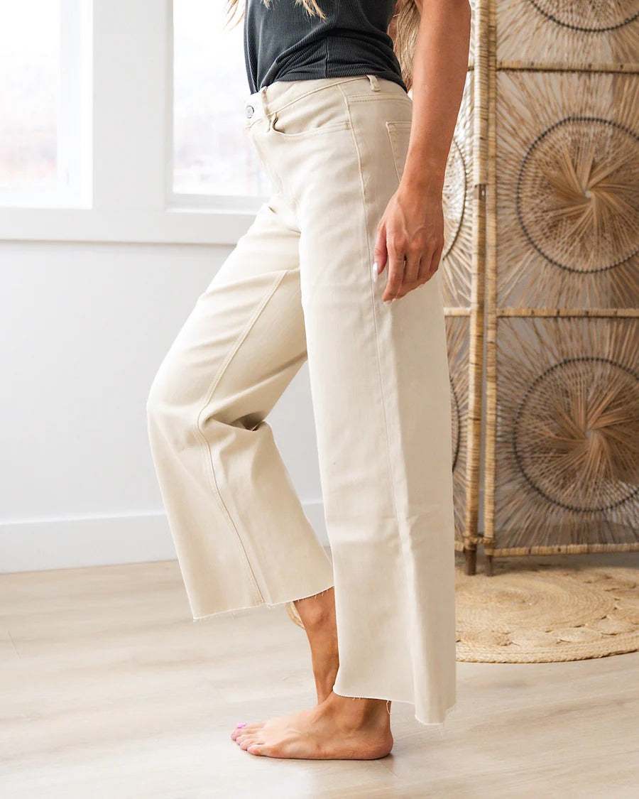 Vervet | Skye Raw-Hem High-Rise Wide Leg