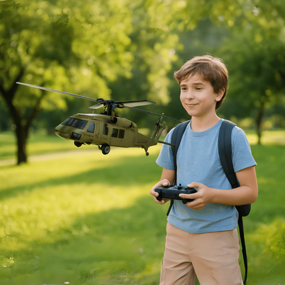 Blackhawk: Brushless 4CH Military RC Helicopter with Gyro and Dual Batteries