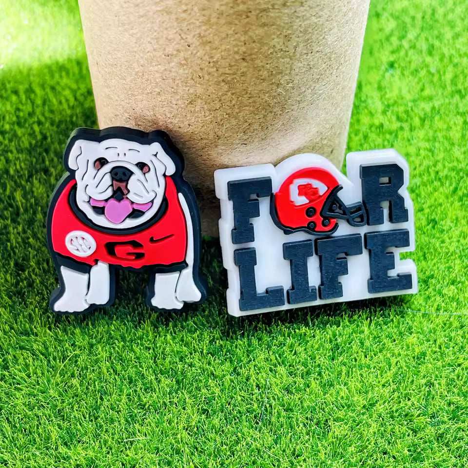 6-Piece  Georgia Bulldogs Football Shoe Charms Set – Sport-Themed PVC Accessories for Clogs, Bracelets & Wristbands