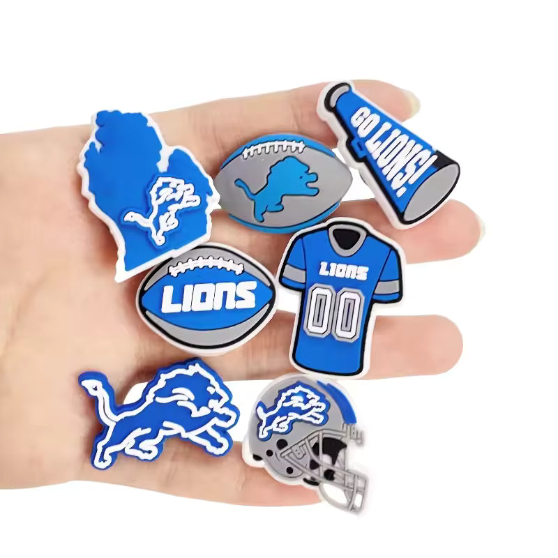 10pcs Detroit Lions Football-Themed Shoe Charms for Clogs & Slides – Lions Series PVC Accessories