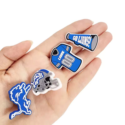 10pcs Detroit Lions Football-Themed Shoe Charms for Clogs & Slides – Lions Series PVC Accessories