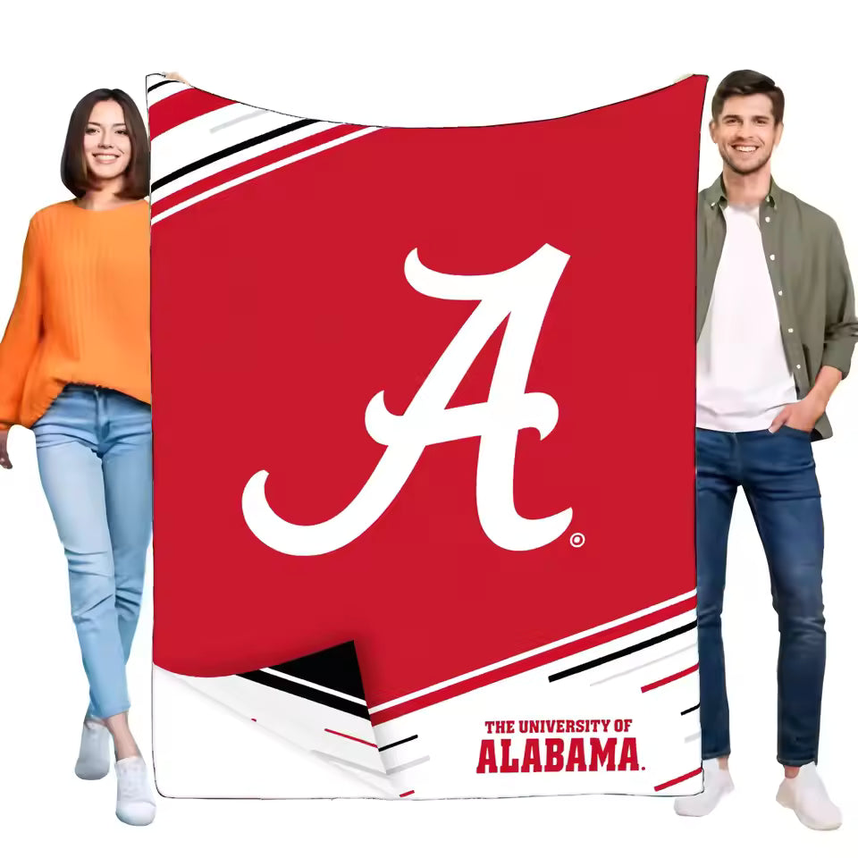 University of Alabama Red Blanket – Soft Throw with White 'A' Logo for Home, Outdoors, and Sporting Events