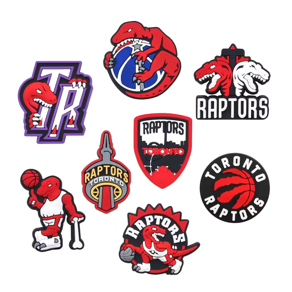 8-Piece Raptors Toronto Basketball Shoe Charms Set for Clogs – Sport-Style Decorative Charms for Kids & Adults