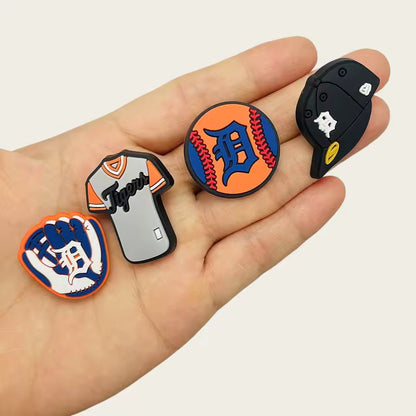 10 pcs Detroit Tigers Sports Shoe Charms for Clogs & Wristbands – Baseball-Themed PVC Accessories for Men & Women