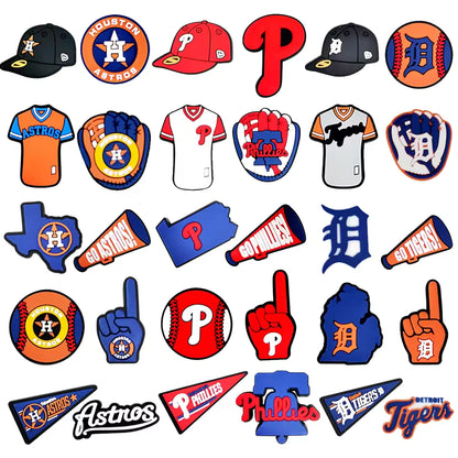 10 pcs Detroit Tigers Sports Shoe Charms for Clogs & Wristbands – Baseball-Themed PVC Accessories for Men & Women