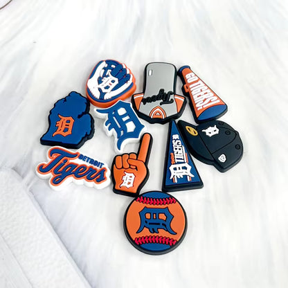 10 pcs Detroit Tigers Sports Shoe Charms for Clogs & Wristbands – Baseball-Themed PVC Accessories for Men & Women