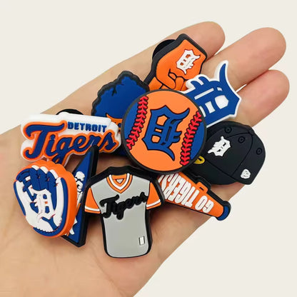 10 pcs Detroit Tigers Sports Shoe Charms for Clogs & Wristbands – Baseball-Themed PVC Accessories for Men & Women