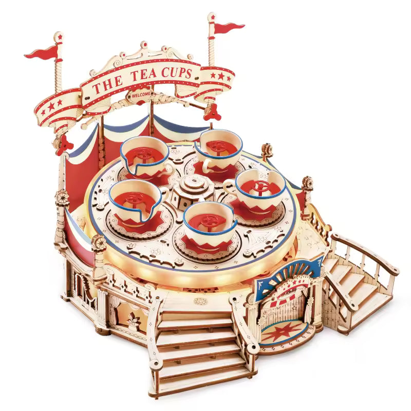 ROKR Amusement Park Series Tilt-A-Whirl Teacup 3D Wooden Puzzle Building Kit