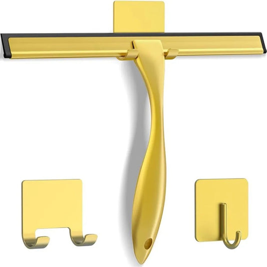 Stainless Steel Shower Squeegee With Hooks For Glass And Tiles